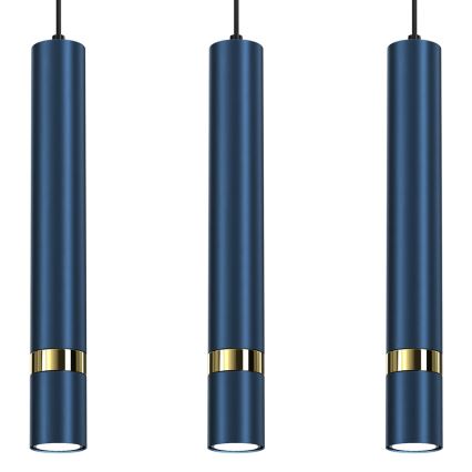 Brilagi - Candeeiro suspenso POKER 3xGU10/25W/230V azul/dourado