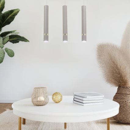 Brilagi - Candeeiro suspenso POKER 3xGU10/25W/230V bege/dourado