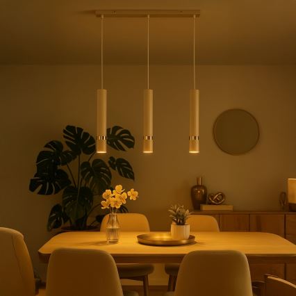 Brilagi - Candeeiro suspenso POKER 3xGU10/25W/230V bege/dourado