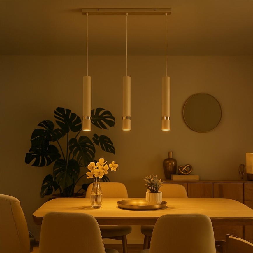 Brilagi - Candeeiro suspenso POKER 3xGU10/25W/230V bege/dourado