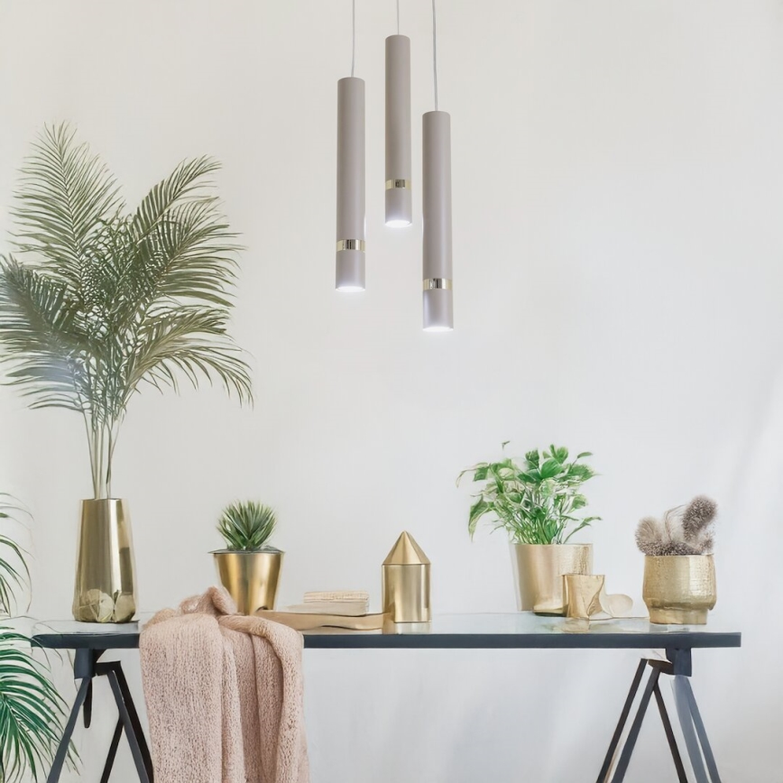 Brilagi - Candeeiro suspenso POKER 3xGU10/25W/230V bege/dourado