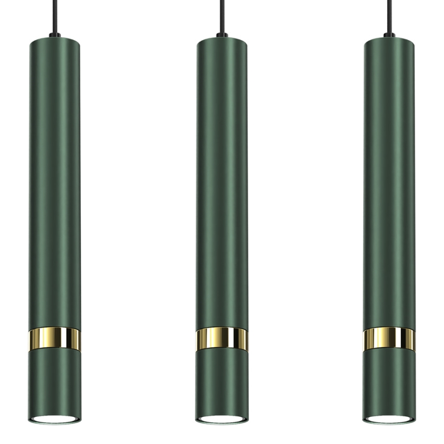 Brilagi - Candeeiro suspenso POKER 3xGU10/25W/230V verde/dourado