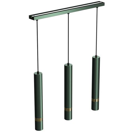 Brilagi - Candeeiro suspenso POKER 3xGU10/25W/230V verde/dourado