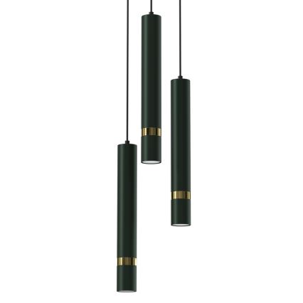 Brilagi - Candeeiro suspenso POKER 3xGU10/25W/230V verde/dourado