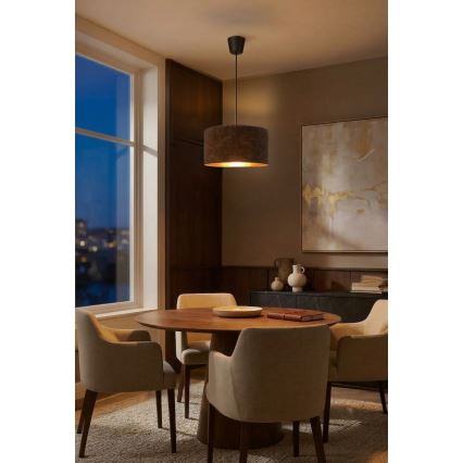 Brilagi - Candeeiro suspenso por cabo VELVET 1xE27/60W/230V Ø 40 cm castanho/dourado