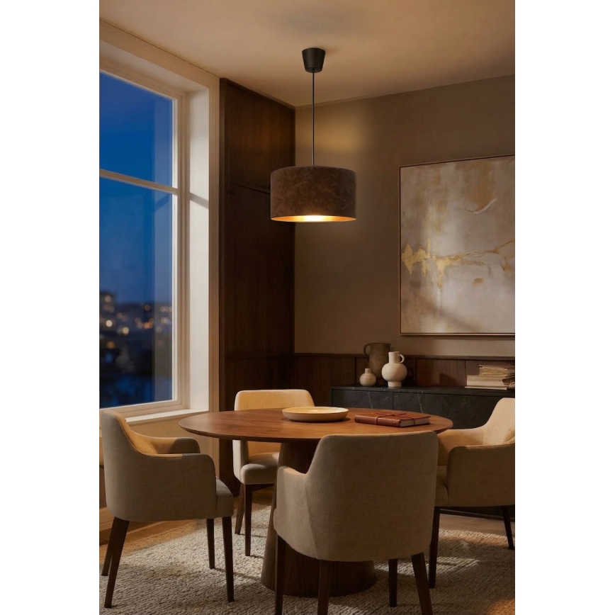 Brilagi - Candeeiro suspenso por cabo VELVET 1xE27/60W/230V Ø 40 cm castanho/dourado
