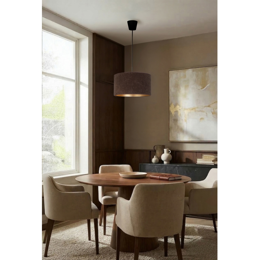 Brilagi - Candeeiro suspenso por cabo VELVET 1xE27/60W/230V Ø 40 cm castanho/dourado