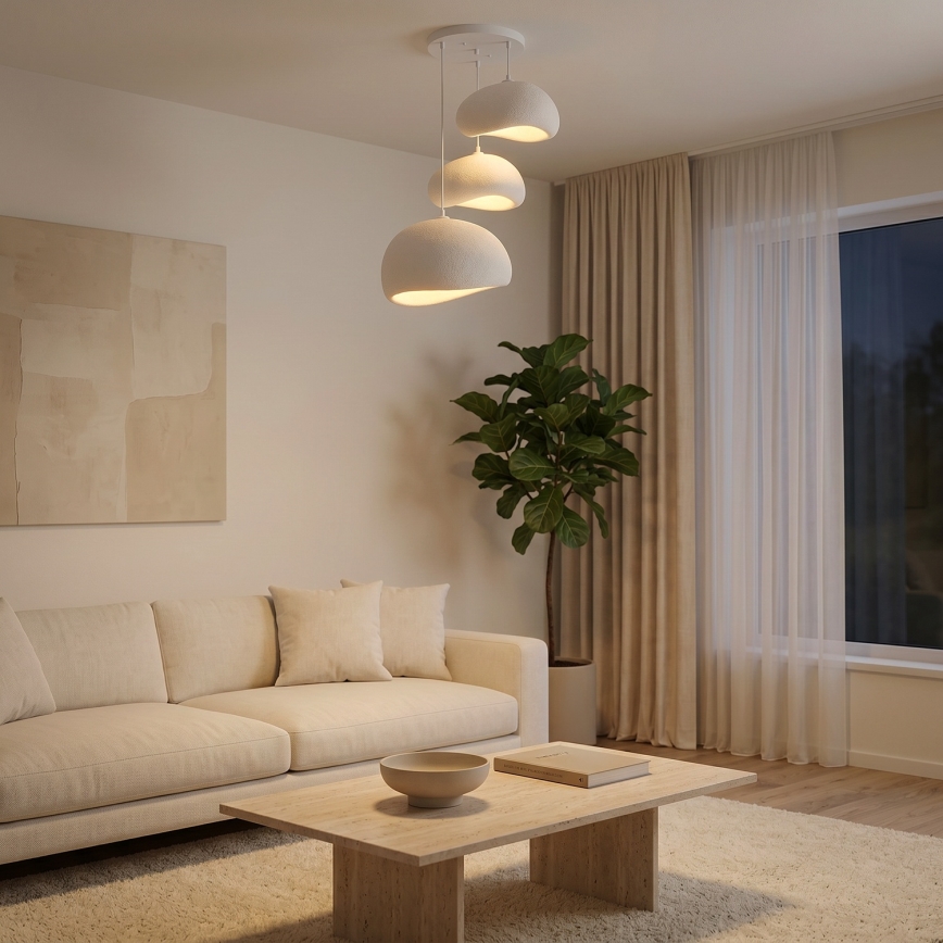 Brilagi - Candeeiro suspenso por cabo WABI SABI 3xE27/40W/230V Ø 76 cm branco