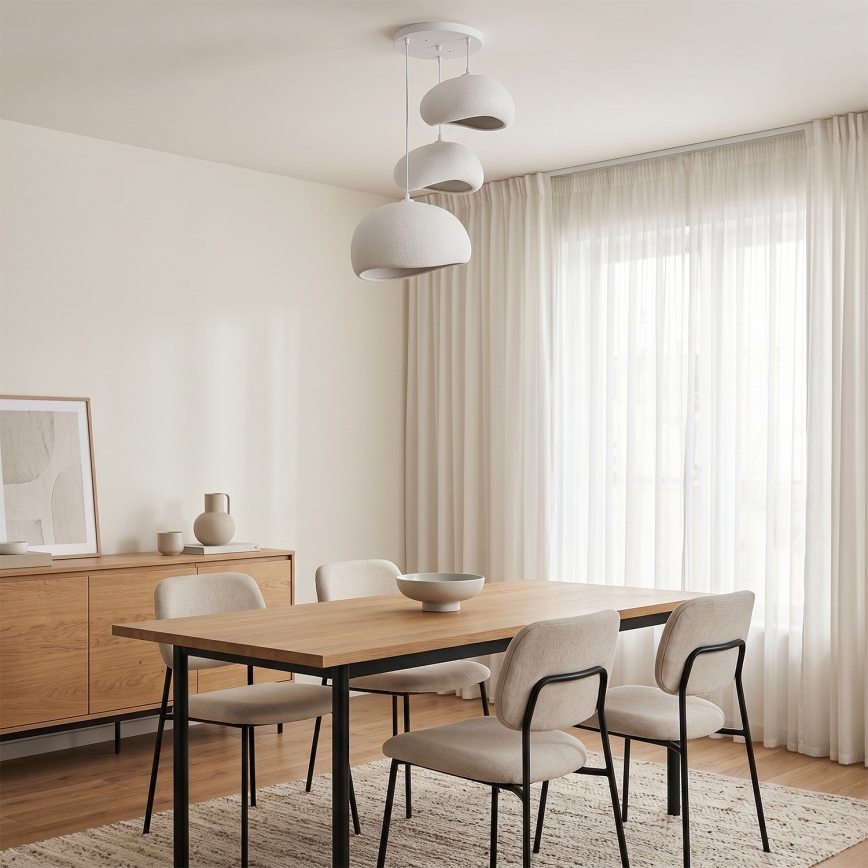 Brilagi - Candeeiro suspenso por cabo WABI SABI 3xE27/40W/230V Ø 76 cm branco