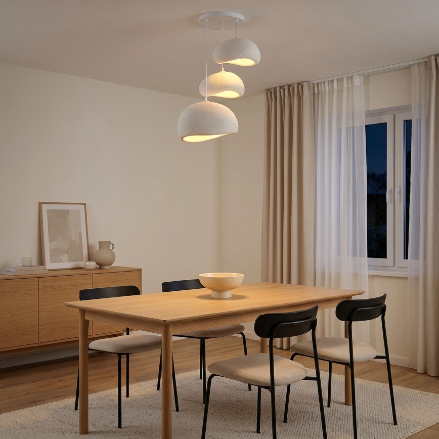 Brilagi - Candeeiro suspenso por cabo WABI SABI 3xE27/40W/230V Ø 76 cm branco