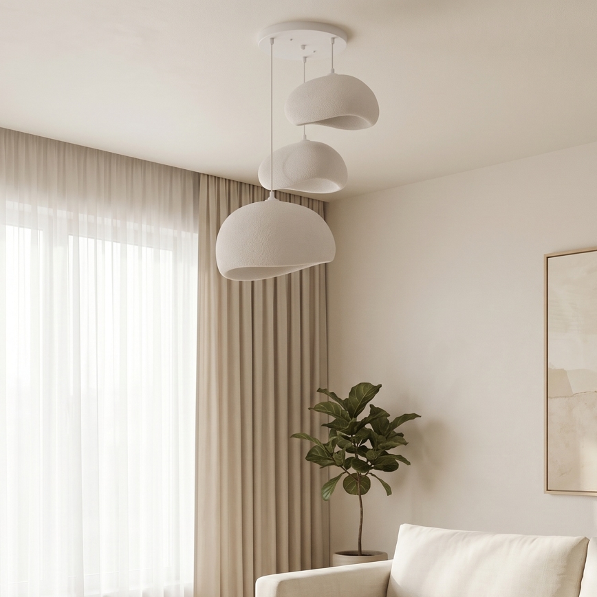 Brilagi - Candeeiro suspenso por cabo WABI SABI 3xE27/40W/230V Ø 76 cm branco