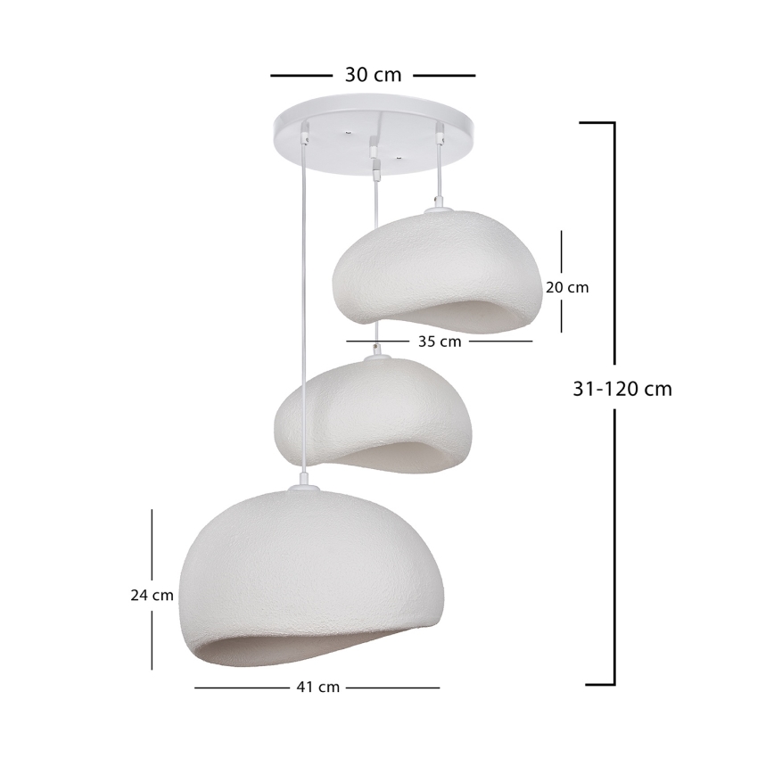 Brilagi - Candeeiro suspenso por cabo WABI SABI 3xE27/40W/230V Ø 76 cm branco