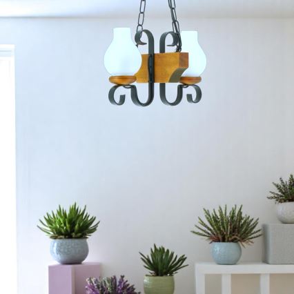 Brilagi - Candeeiro suspenso QUEEN 2xE14/40W/230V faia