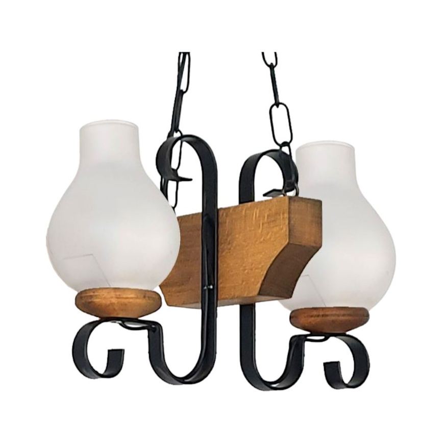 Brilagi - Candeeiro suspenso QUEEN 2xE14/40W/230V faia