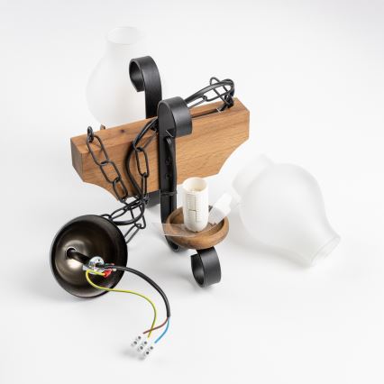 Brilagi - Candeeiro suspenso QUEEN 2xE14/40W/230V faia