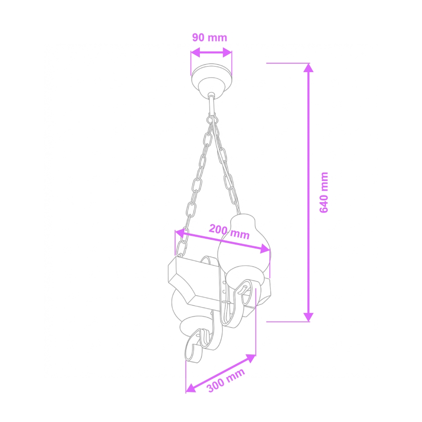 Brilagi - Candeeiro suspenso QUEEN 2xE14/40W/230V faia