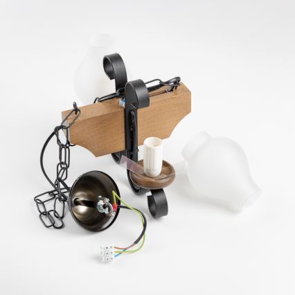 Brilagi - Candeeiro suspenso QUEEN 2xE14/40W/230V faia/nogueira