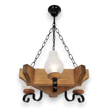 Brilagi - Candeeiro suspenso QUEEN 3xE14/40W/230V faia