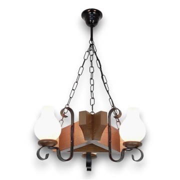 Brilagi - Candeeiro suspenso QUEEN 3xE14/40W/230V faia/nogueira