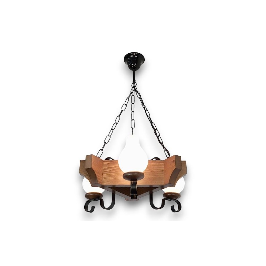 Brilagi - Candeeiro suspenso QUEEN 3xE14/40W/230V faia/nogueira