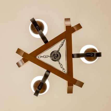 Brilagi - Candeeiro suspenso QUEEN 3xE14/40W/230V faia/nogueira