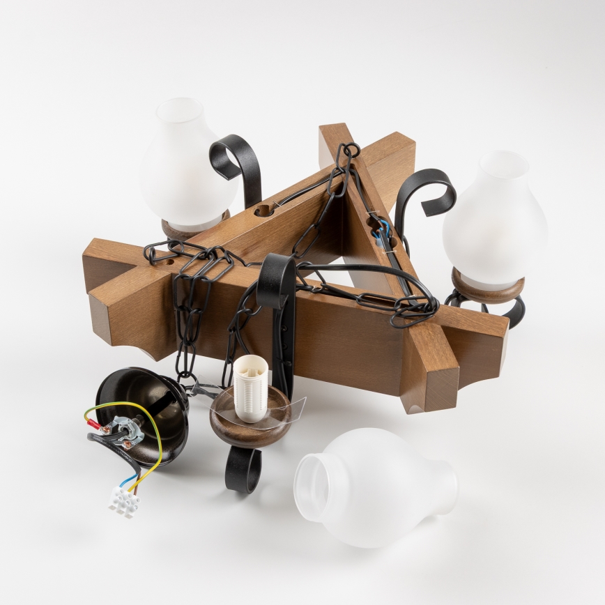 Brilagi - Candeeiro suspenso QUEEN 3xE14/40W/230V faia/nogueira