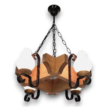 Brilagi - Candeeiro suspenso QUEEN 4xE14/40W/230V faia