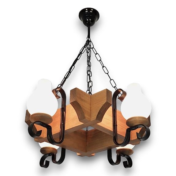 Brilagi - Candeeiro suspenso QUEEN 4xE14/40W/230V faia