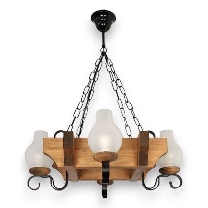 Brilagi - Candeeiro suspenso QUEEN 4xE14/40W/230V faia