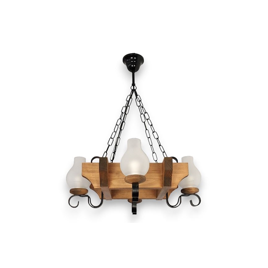 Brilagi - Candeeiro suspenso QUEEN 4xE14/40W/230V faia