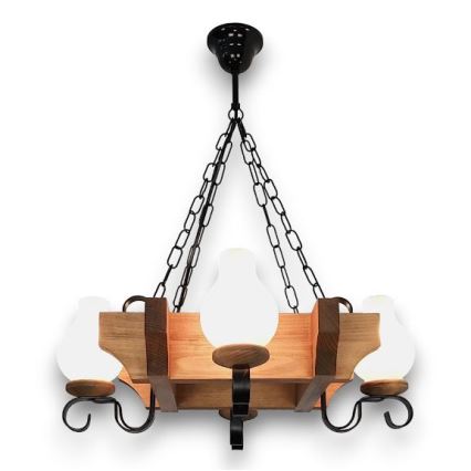 Brilagi - Candeeiro suspenso QUEEN 4xE14/40W/230V faia