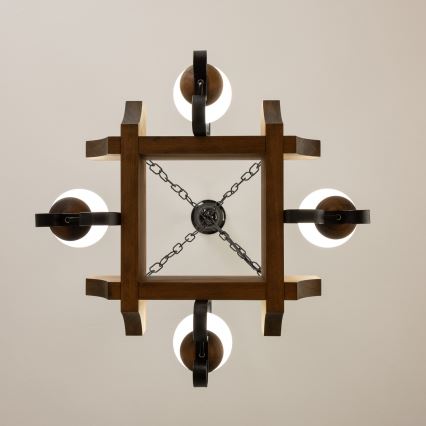 Brilagi - Candeeiro suspenso QUEEN 4xE14/40W/230V faia