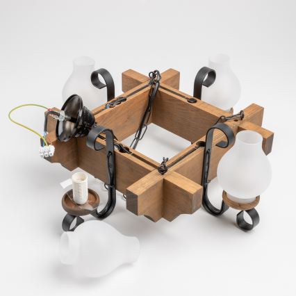 Brilagi - Candeeiro suspenso QUEEN 4xE14/40W/230V faia