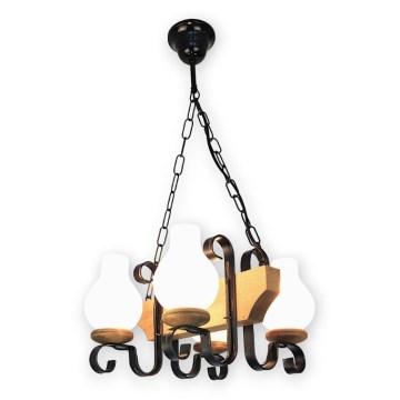 Brilagi - Candeeiro suspenso QUEEN 4xE14/40W/230V faia