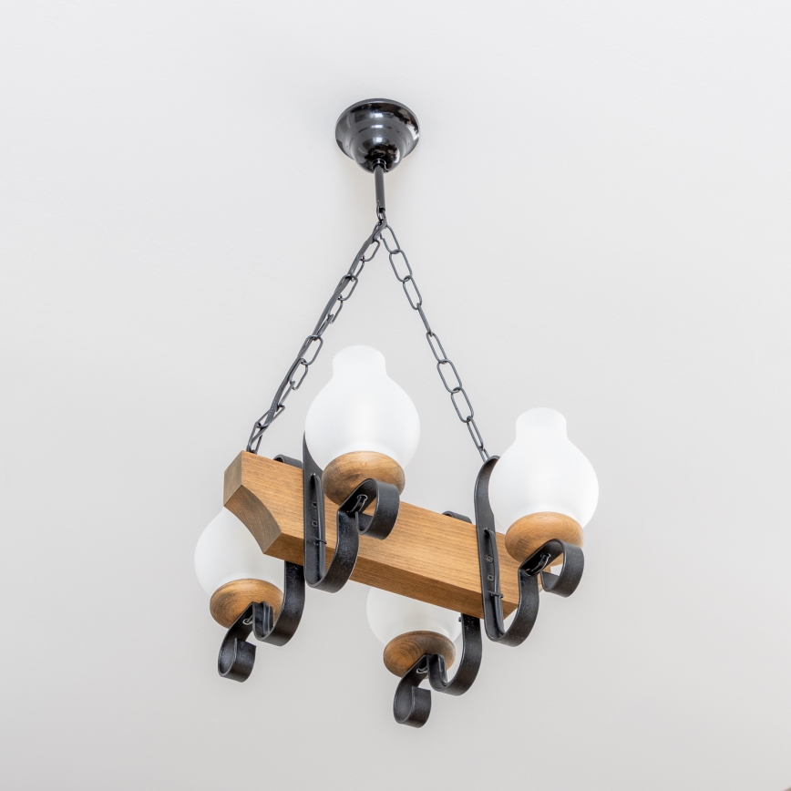 Brilagi - Candeeiro suspenso QUEEN 4xE14/40W/230V faia