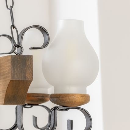 Brilagi - Candeeiro suspenso QUEEN 4xE14/40W/230V faia