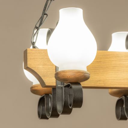 Brilagi - Candeeiro suspenso QUEEN 4xE14/40W/230V faia