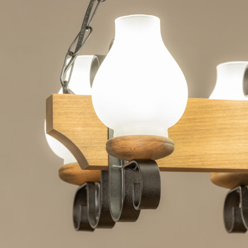 Brilagi - Candeeiro suspenso QUEEN 4xE14/40W/230V faia