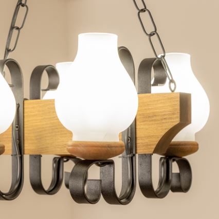 Brilagi - Candeeiro suspenso QUEEN 4xE14/40W/230V faia