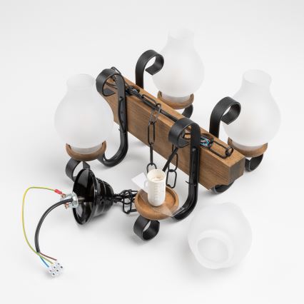 Brilagi - Candeeiro suspenso QUEEN 4xE14/40W/230V faia