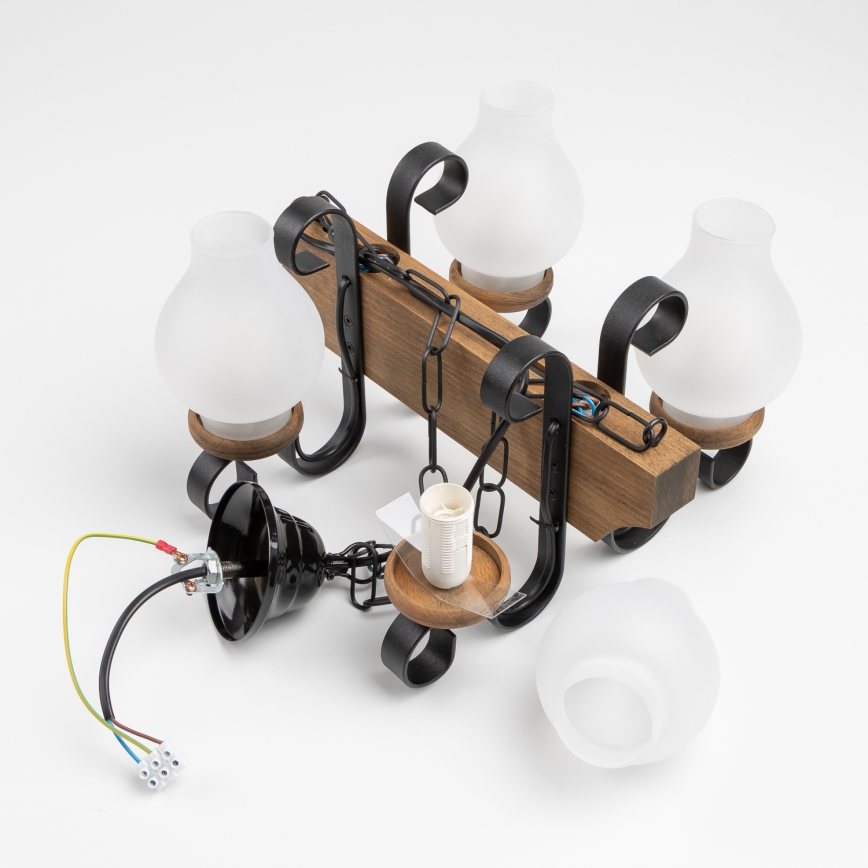 Brilagi - Candeeiro suspenso QUEEN 4xE14/40W/230V faia