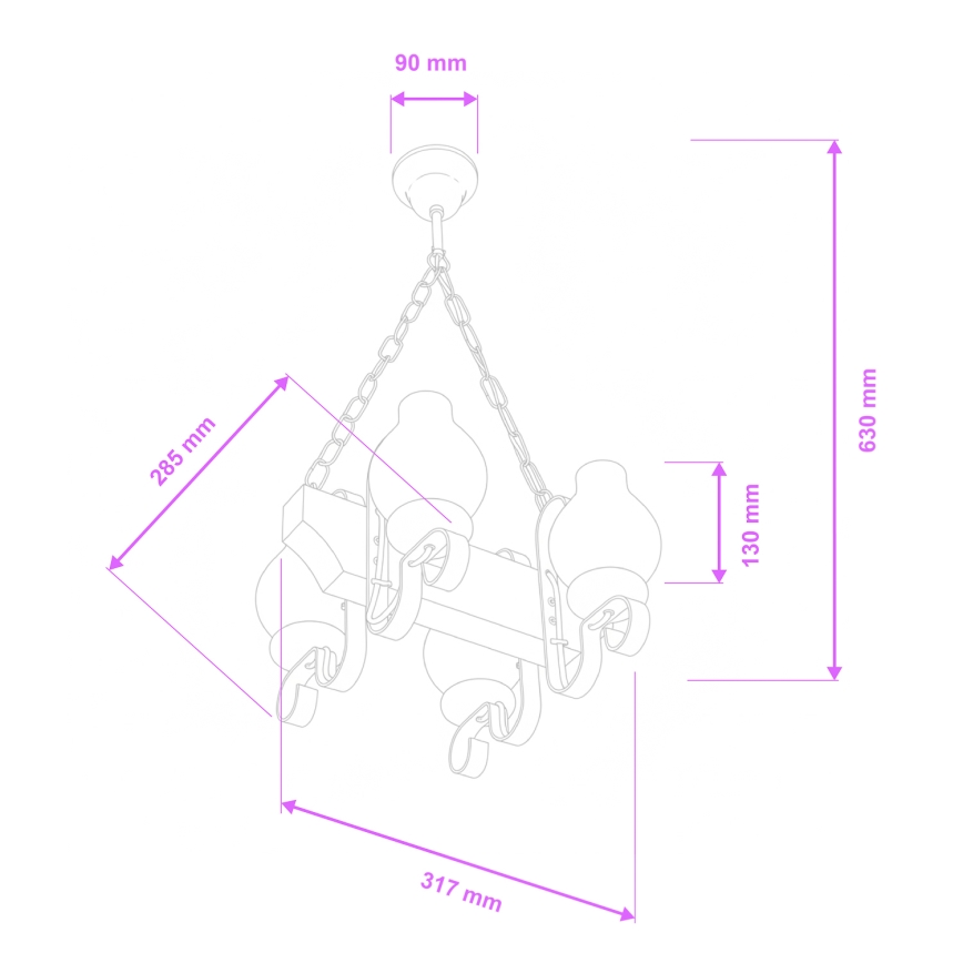 Brilagi - Candeeiro suspenso QUEEN 4xE14/40W/230V faia