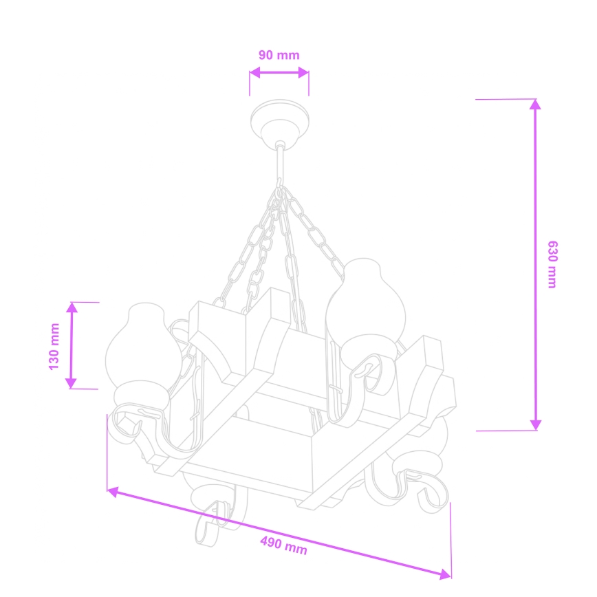 Brilagi - Candeeiro suspenso QUEEN 4xE14/40W/230V faia/nogueira