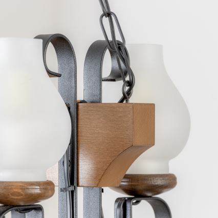 Brilagi - Candeeiro suspenso QUEEN 4xE14/40W/230V faia/nogueira