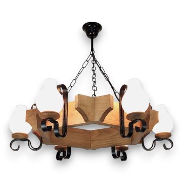 Brilagi - Candeeiro suspenso QUEEN 6xE14/40W/230V faia