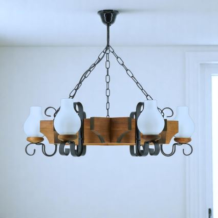 Brilagi - Candeeiro suspenso QUEEN 6xE14/40W/230V faia