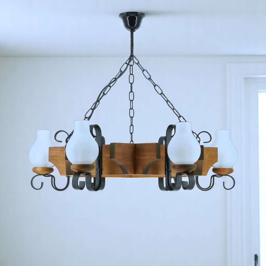 Brilagi - Candeeiro suspenso QUEEN 6xE14/40W/230V faia