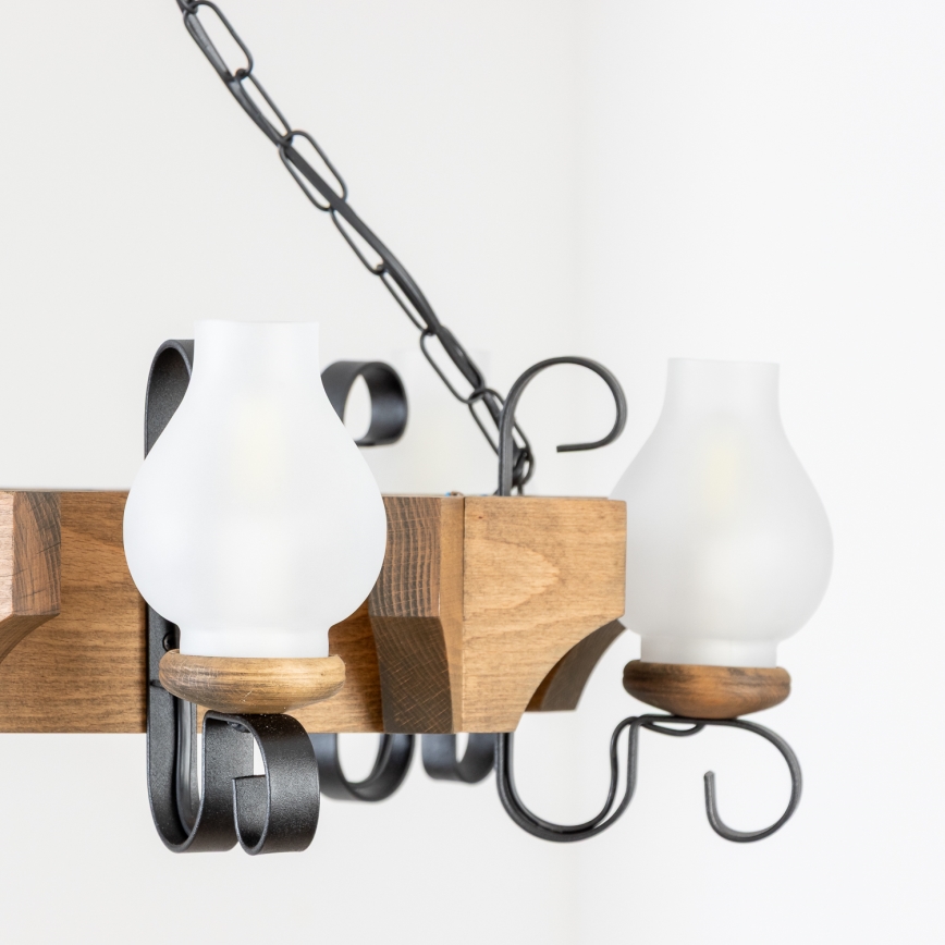 Brilagi - Candeeiro suspenso QUEEN 6xE14/40W/230V faia