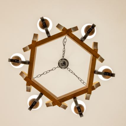 Brilagi - Candeeiro suspenso QUEEN 6xE14/40W/230V faia