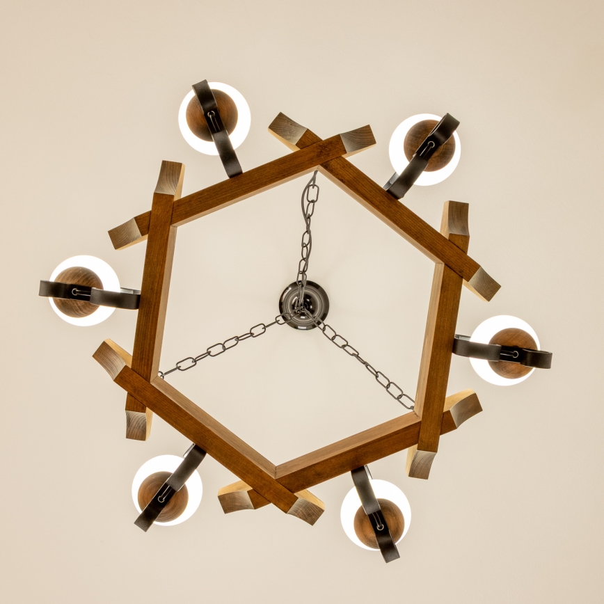 Brilagi - Candeeiro suspenso QUEEN 6xE14/40W/230V faia